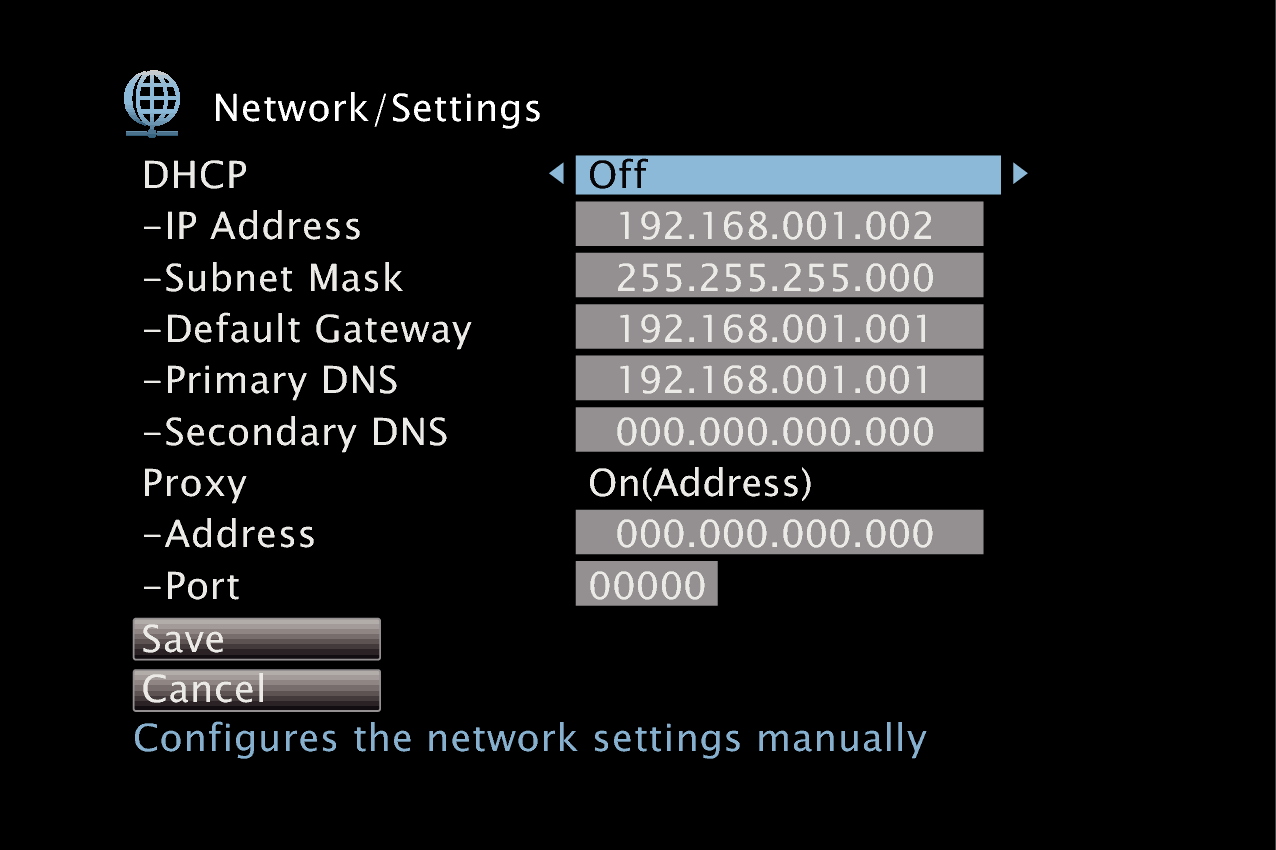 GUI NetworkSetup AVRX3100WE2